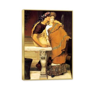 Imagem de MOBYAT Moldura dourada The Honeymoon por Lawrence Alma Tadema Prints, reprodução de pintura a óleo, impressão giclée em tela, arte de parede pronta para pendurar para decoração de quarto de casa. 100
