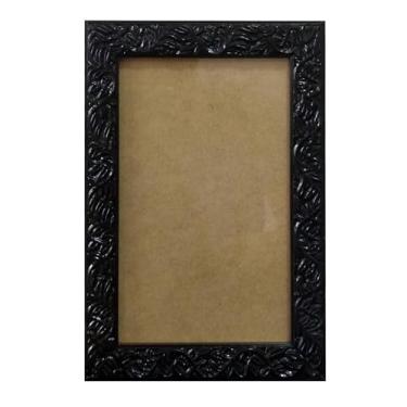 Imagem de Moldura com Gravação de Folhagens para Quadros e Fotos com Fundo MDF e Acetato - 2x1 Cor:PRETO;Tamanho:42X59,4 CM