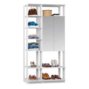 Imagem de Guarda-Roupa Solteiro Modulado Clothes I com Espelho 2 pt Branco