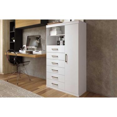 Imagem de Cômoda Infantil Marabá 1.6 c/ 1 Porta 2 Nichos e 6 Gavetas Branco - Santos Andirá