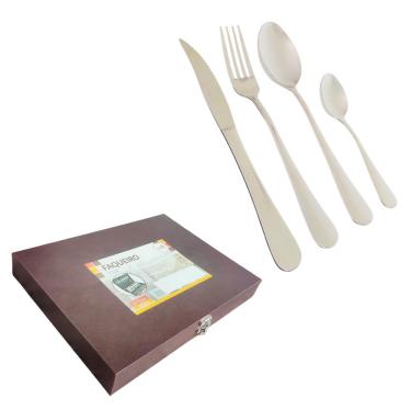 Imagem de Faqueiro 24 Peças Aço Inox com Maleta de Madeira Casíta