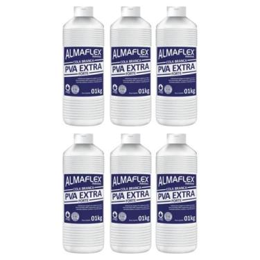 Imagem de Kit 6 Cola Pva Extra Forte Branca 1kg Madeira Mdf Concreto Almaflex