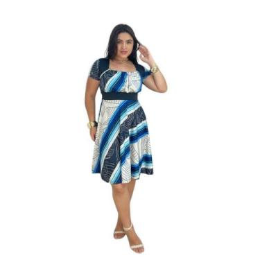 Imagem de Vestido Midi Jéssica Moda Evangélica Feminina - Miss Flower, Azul, G
