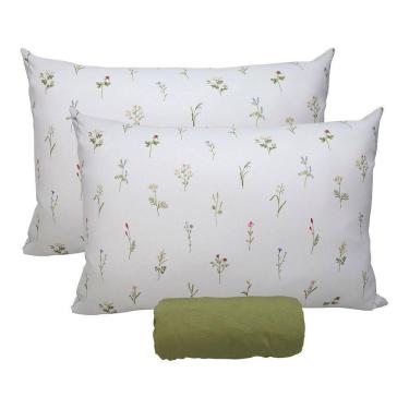 Imagem de Jogo De Cama Portallar King Malha 100% Algodão Premiun Classic Vitoria 3 Peças Verde Pedra