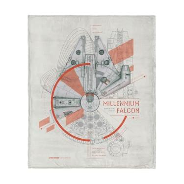 Imagem de Cobertor clássico Star Wars Millennium Falcon Blueprint, lã de toque de seda ultramacia, roupa de cama leve e quente com tema de galáxia para crianças ou adultos, sofá aconchegante, cama ou cobertor