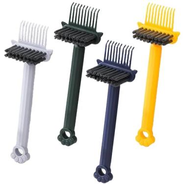 Imagem de 4 ferramentas de limpeza de escovas, limpador de escova de limpeza de pente, limpador de pente portátil para salões de viagem em família masculinos e femininos para remover pelos e poeira (preto