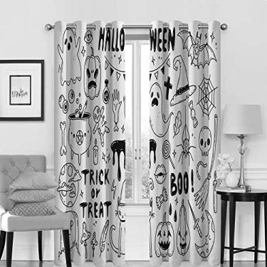 Imagem de Cortina blackout 90% de Halloween, padrão de estilo Halloween, tratamento de sombreamento completo, cortina de isolamento de cozinha, L 132 x C 182 cm