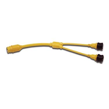 Imagem de Marinco Adaptador"Y" de energia elétrica marítima 153AY (50-Amp 125/250-Volt bloqueio macho para dupla 30-Amp 125-Volt trava fêmea com sistema de coleira de vedação, amarelo)