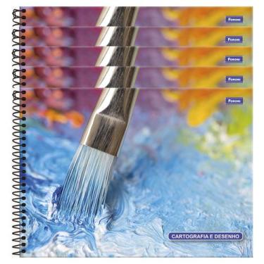 Imagem de Kit 5 Caderno de Desenho com 96 folhas Foroni Cartografia Capa dura