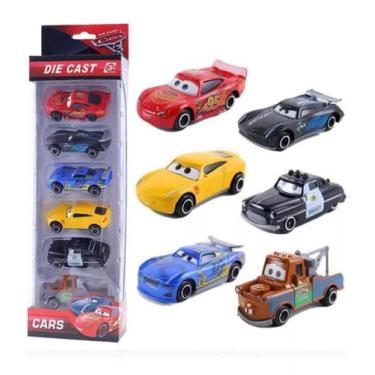 Imagem de Kit 6 Carrinhos Cars Relâmpago McQueen Metal Diecast Miniatura 1:55 In