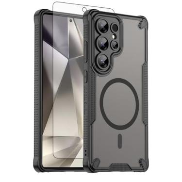 Imagem de Asuwish Capa de celular para Samsung Galaxy S25 Ultra 5G, compatível com Magsafe Magnetic, protetor de tela, capa protetora à prova de choque traseira fosca translúcida S25Ultra S 25 25Ultra 6,9