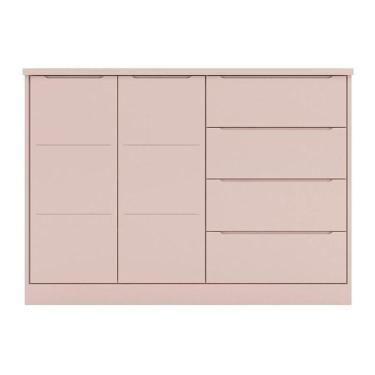 Imagem de Cômoda Infantil Pérola Com 2 Portas E 4 Gavetas Rosê - Phoenix Baby Rosê