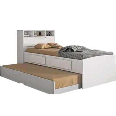 Imagem de Cama Ravena COM Cama Auxiliar Solteiro 2 Gavetas e Baú Conquista Cor Branco