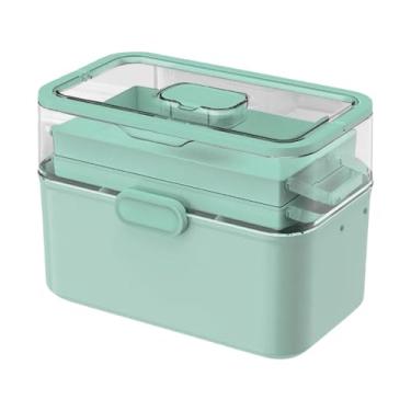 Imagem de Kokiya Caixa de remédios portátil organizadora de mesa à prova de poeira prática para artesanato kit de primeiros socorros vazio para carro banheiro local de, Verde