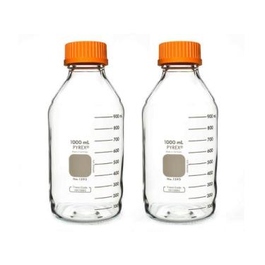 Imagem de Garrafa de armazenamento de vidro Pyrex 1L com tampa de rosca GL45, pa