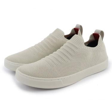 Imagem de Tenis Calce Facil Knit Meia Tecido Masculino Leve Casual Sola Reta de Borracha Moderno Resistente