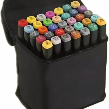Imagem de Marcadores Para Colorir 36 Cores Canetas Desenho Profissional Conjunto Com Pontas Duplas Codificados por Cores Kit Estojo Escolar Colorida Premium Permanente Para Detalhes E Pintura Em Grande Área
