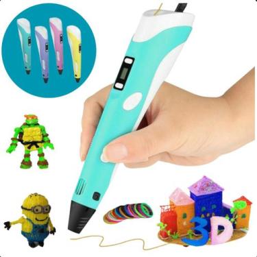 Imagem de Caneta 3d Infantil Impressora Completa Azul Criativa USB Criança Refil
