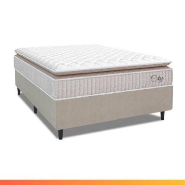Imagem de Cama Box Colchão Casal Molas Ensacadas City Pillow Top 138x61cm Branco