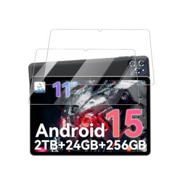 Imagem de Protetor de tela para tablet TABWEE W90 de 11 polegadas, película de vidro temperado transparente HD para tablet Android 15, dureza 9H, alta sensibilidade, pacote com 2