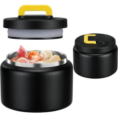 Imagem de JXXM Frasco térmico de 227 g para alimentos quentes e frios para crianças, recipientes de almoço isolados, pote de comida quente, à prova de vazamento, aço inoxidável, boca larga, sopa térmica para