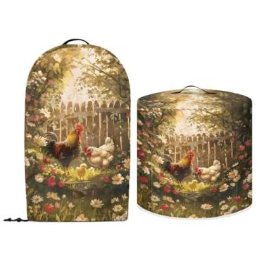 Imagem de NETILGEN Conjunto de 2 capas de poeira para aparelhos de cozinha família de frango de jardim laváveis à máquina 3 quartos panela de pressão e batedeira de suporte capa de liquidificador proteção