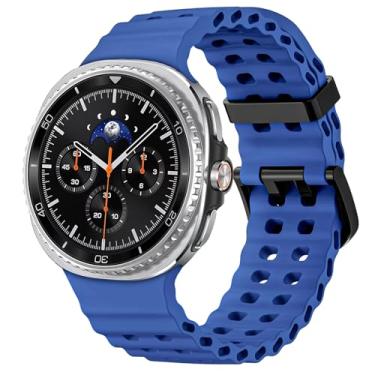 Imagem de Pulseira de silicone para Samsung Galaxy Watch 8 Classic de 46 mm/Galaxy Watch 8 de 44 mm e 40 mm, pulseira esportiva de substituição marinha macia sem lacunas para Galaxy 8 Watch masculina e feminina