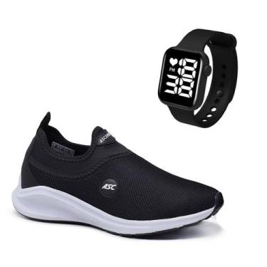 Imagem de Combo Tênis Ortopédico Unissex Com Relogio Quadrado Conforto e Leveza 
