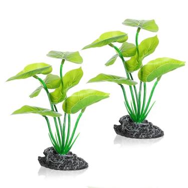 Imagem de Qulkws 2 peças de decoração de aquário, plantas artificiais de decoração de aquário de 15 cm, plantas de aquário de seda, rede betta, decoração de plantas de répteis, madeira flutuante para répteis de