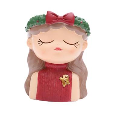 Imagem de Fenteer Vaso de flores para meninas, vaso de cabeça fofo, suporte nórdico para bonsai, pequeno para flores, de mesa para quarto e sala de estar, D