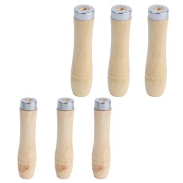 Imagem de Begino Cabo de arquivo de madeira com colares de metal forte, 6 peças de ferramentas de corte de alça de broca manual, 3 peças para lima de 15 a 20 cm e 3 peças para lima de 25 a 30 cm