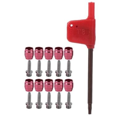 Imagem de 10 conjuntos de cabeça oliva e agulha, kit de tubo de óleo de conexão rápida com ferramenta de instalação para freios StealthamaJig, mangueira de freios a disco (tubo de 5,0 x 2,0 mm) (vermelho)