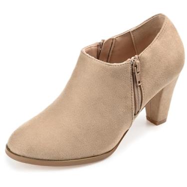 Imagem de Journee Collection Sanzi Womens Zippered High Heel Fashion Suede Comfy Lightweight Ankle Bootie Taupe 9 W
