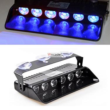 Imagem de Wecade 16 modos de mudança de 6 W superbrilhantes LED viseira painel para-brisa aviso de perigo de emergência luzes estroboscópicas (azul)