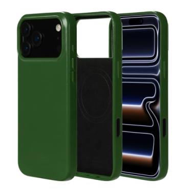 Imagem de alto Capa compatível com iPhone 17 Pro Max 2025, capa magnética de couro italiano compatível com Apple MagSafe, capa protetora contra quedas da série Clop (iPhone 17 Pro Max, 6,9 polegadas, verde