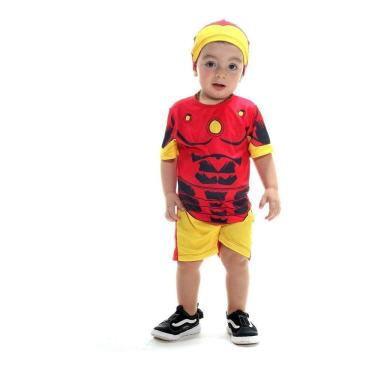 Imagem de Fantasia Homem De Ferro Iron Man Bebê Macacão C/ Touca Filme