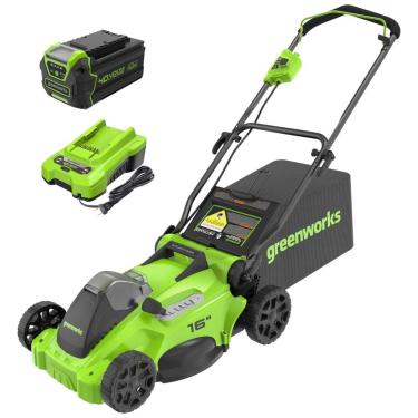 Imagem de Cortador de Grama a Bateria Greenworks 40V, sem Escova, com 75 Ferramentas Compatíveis, Bateria de 4.0Ah e Carregador Inclusos