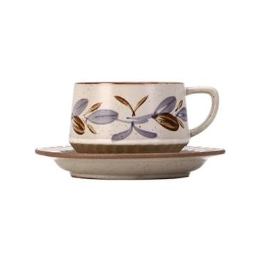 Imagem de hezhuhe2258 Caneca de café, conjunto de chávenas de café/chá, cerâmica floral vintage com armazenamento de pires