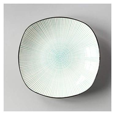 Imagem de Prato de serviço doméstico criativo utensílios de mesa frutas prato quadrado profundo bife ocidental prato de café da manhã pratos de personalidade (cor: K)