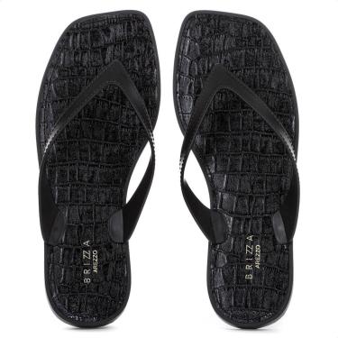 Imagem de Chinelo Brizza Arezzo Croco Rivieira Square Preto - Feminino-Feminino