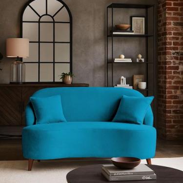 Imagem de Sofá Orgânico Curvo 2 Lugares Feijão Suede - BL Decor, Turquesa
