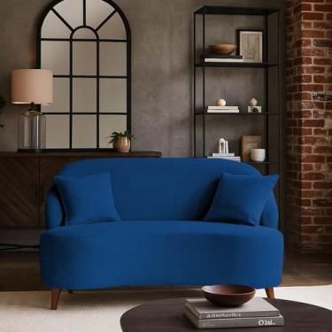 Imagem de Sofá Orgânico Curvo 2 Lugares Feijão Suede - BL Decor, Azul