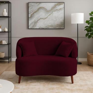 Imagem de Sofá Orgânico Curvo 2 Lugares Feijão Suede - BL Decor, Bordo