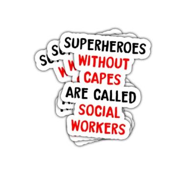 Imagem de Adesivo de vinil com citação inspiradora de super-heróis sem capas são chamados de assistentes sociais para terapeuta, gerente de caso, conselheiro, estudante de serviço social, equipe de escritório