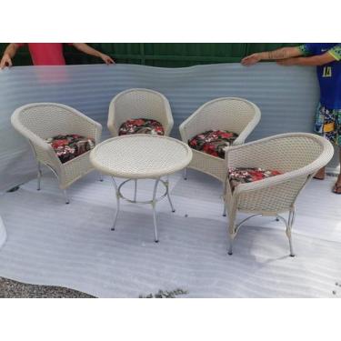 Imagem de Conjunto amora 4 poltronas 1 Mesa de 70 Fibra e Alumínio - Varanda Móv