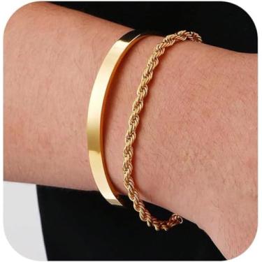 Imagem de Pulseira de ouro em camadas empilhada com miçangas, joias femininas