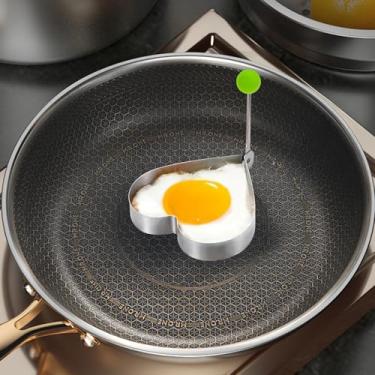 Imagem de Anéis de ovo para frigideira, formas de coração, molde antiaderente de ovo e anel de panqueca para cozinhar café da manhã, faça você mesmo, omelete e ovos divertidos