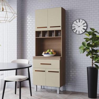 Imagem de Paneleiro Zínia 4 Portas 1 Gaveta Cozinha MB1 200cm - Amarena Móveis, 