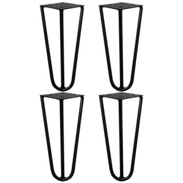Imagem de Kit 4 Pés de Metal 15 CM Hairpin Legs Mesas de Centro Puffs Preto G41 