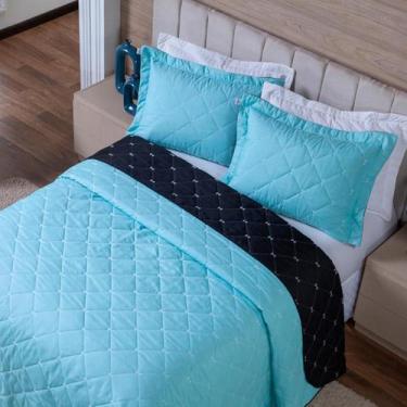 Imagem de Cobre Leito Colcha 400 Fios 2 Porta Travesseiros Dupla Face Aba Zíper 